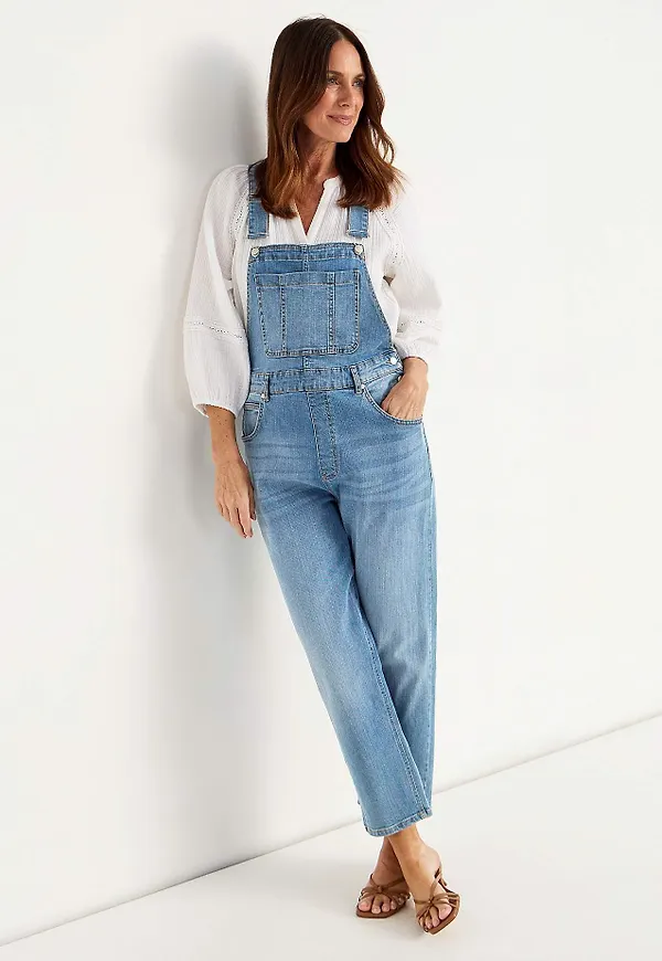 Hängselbyxa i denim Aliana