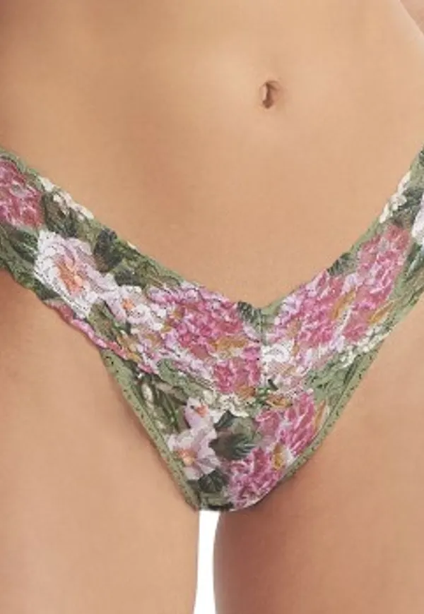 Hanky Panky Trosor 2P Printed Low Rise Thong Grön m blommor nylon One Size Dam