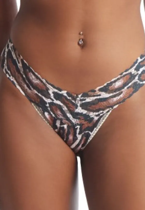 Hanky Panky Trosor 2P Printed Low Rise Thong Svart/Vit nylon One Size Dam