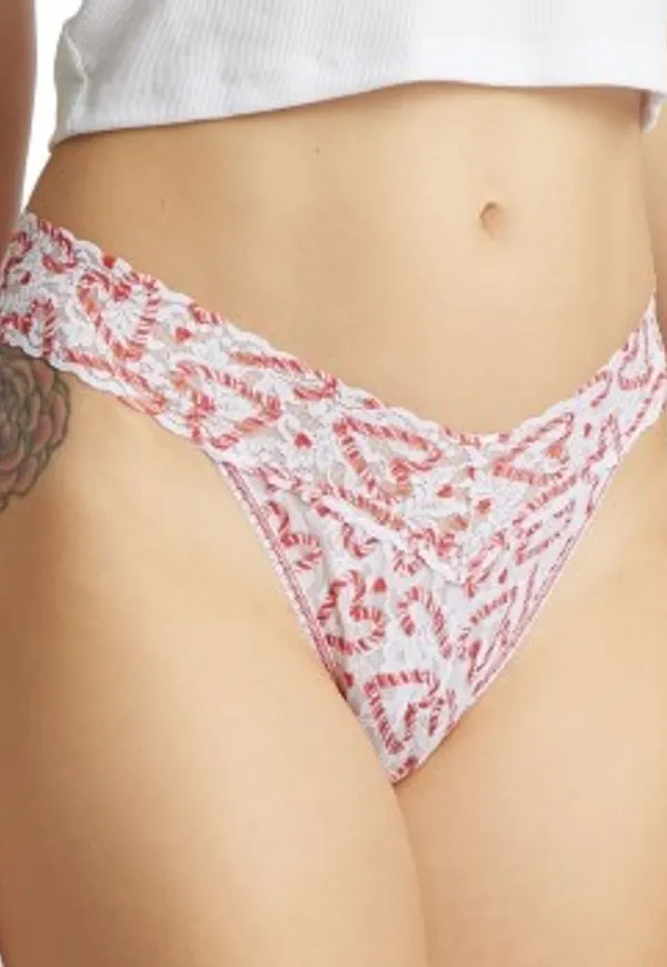 Hanky Panky Trosor 2P Printed Original Rise Thong Vit Mönstrad nylon One Size Dam