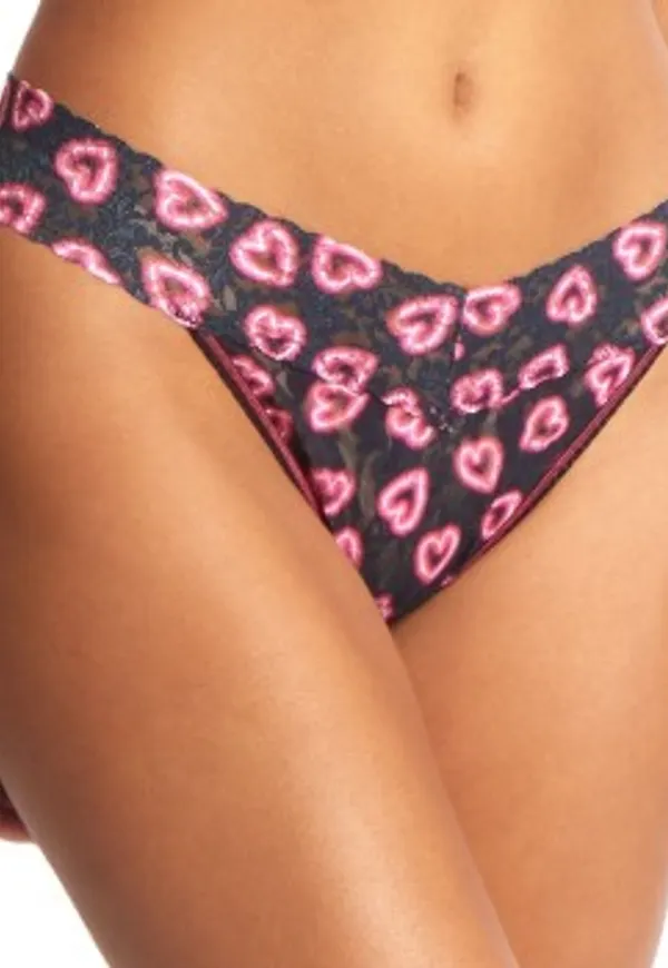Hanky Panky Trosor Printed Original Rise Thong Svart/Rosa nylon One Size Dam