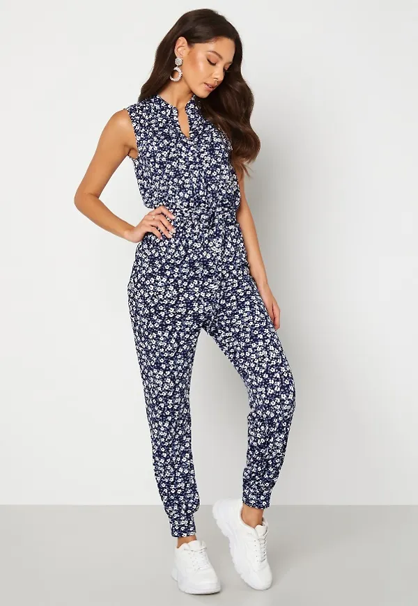 Happy Holly Adalee pocket jumpsuit Blue / Patterned 44/46