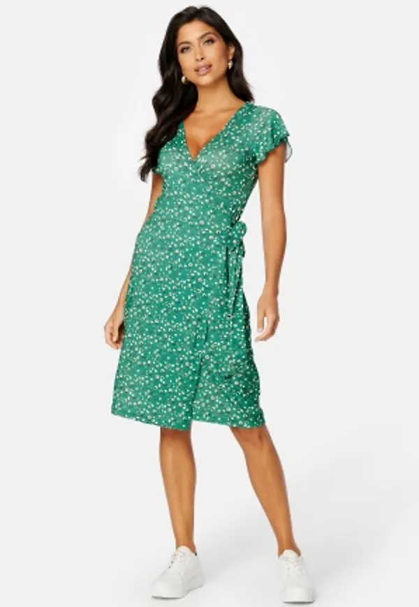 Happy Holly Amanda wrap dress Green / Floral 48/50