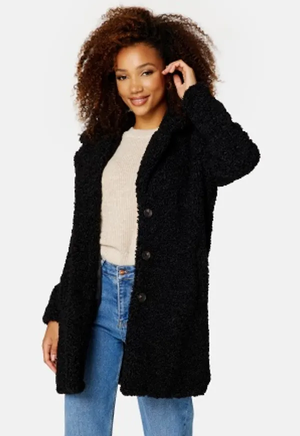 Happy Holly Anicke Teddy Coat Black 44/46