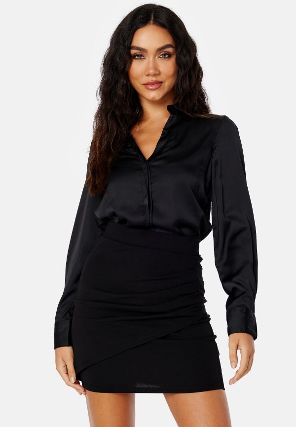 Happy Holly Elara satin shirt Black 32/34