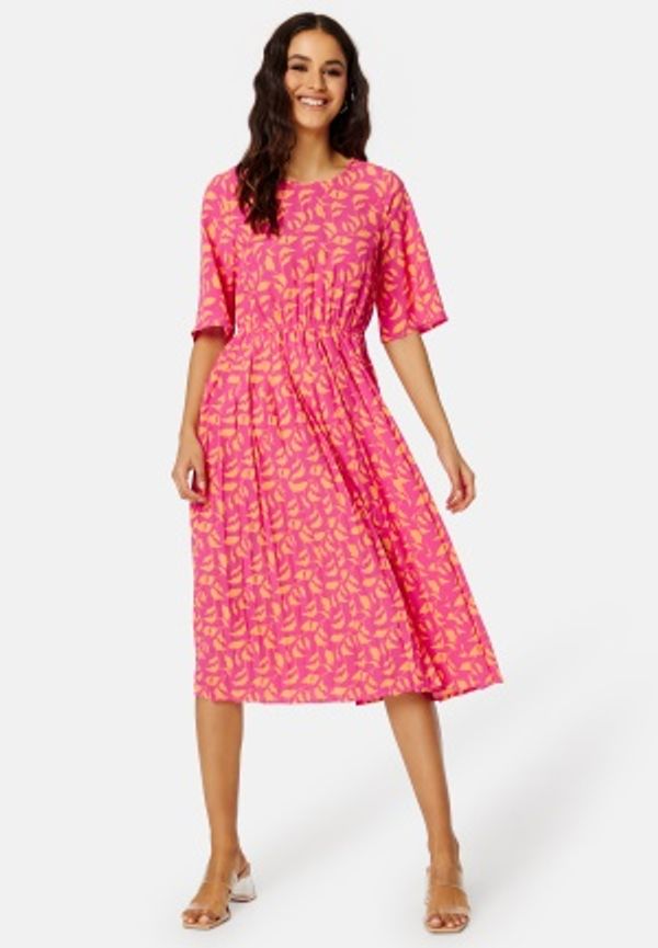 Happy Holly Eloise pleated dress Cerise / Patterned 32/34