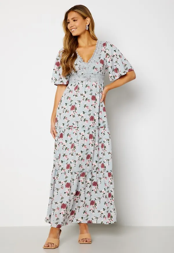 Happy Holly Emilia Dress Light blue / Floral 36/38
