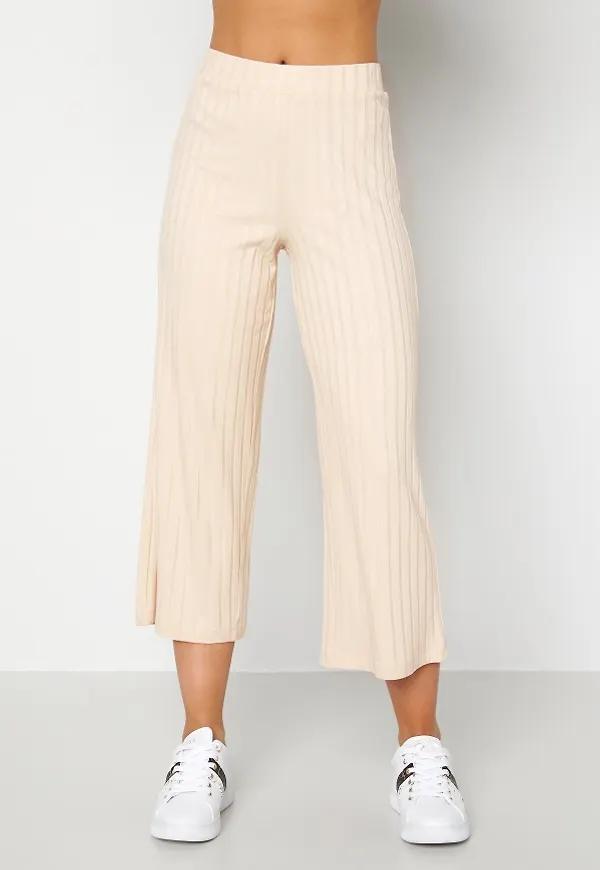 Happy Holly Emmy rib wide pants Light beige 52/54