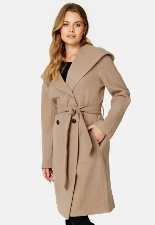 Happy Holly Hillevi Hooded Coat Beige melange 32/34