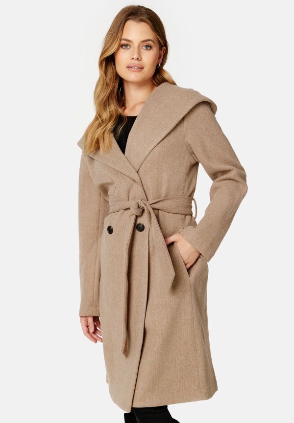 Happy Holly Hillevi Hooded Coat Beige melange 32/34