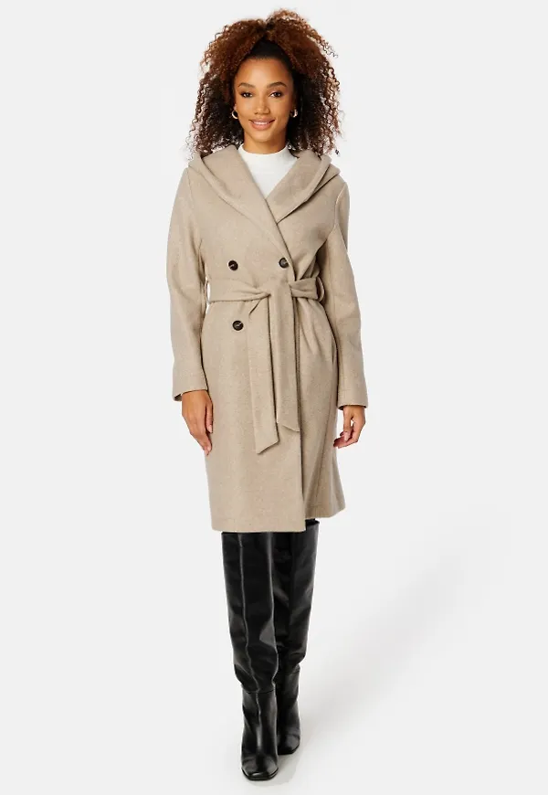 Happy Holly Hillevi Hooded Coat Light beige 32/34