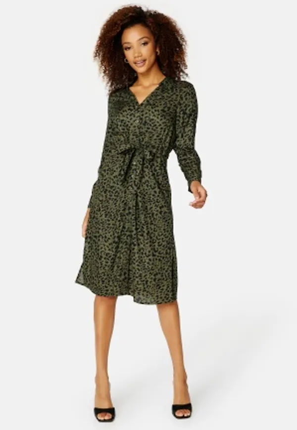 Happy Holly Iris Shirt dress Dark green / Leopard 44/46