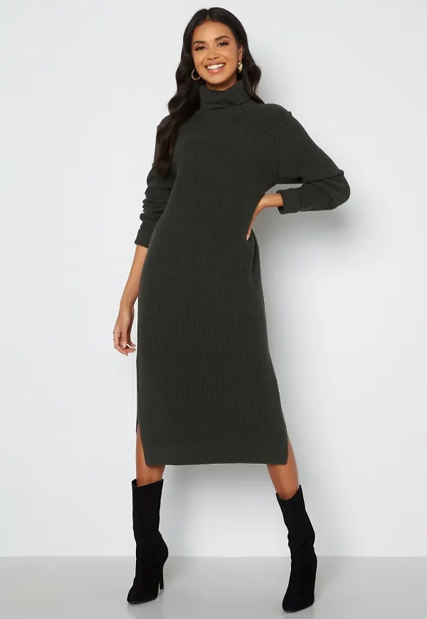Happy Holly Lucy turtle neck sweater dress Khaki green 32/34