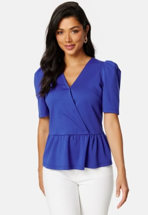 Happy Holly Madeleine peplum top Blue 52/54
