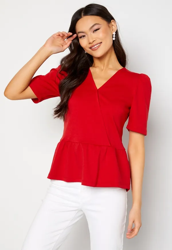 Happy Holly Madeleine peplum top Red 32/34