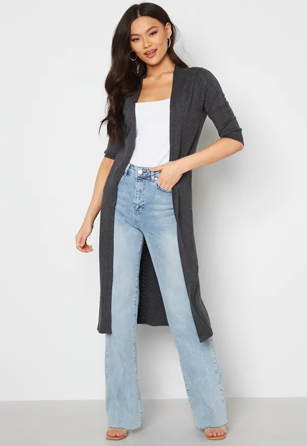 Happy Holly Natacha fine knitted cardigan Grey melange 40/42