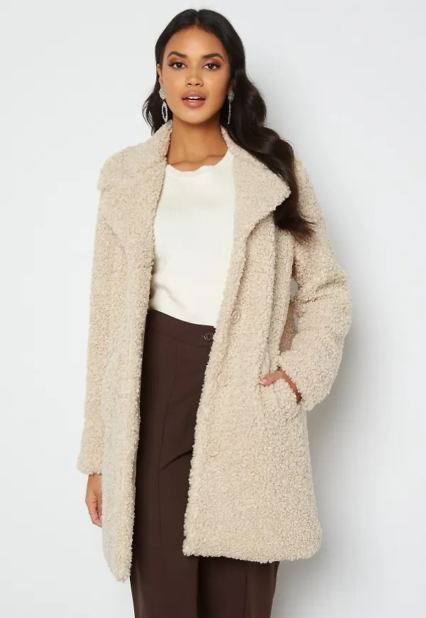 Happy Holly Nicole teddy coat Light beige 36/38