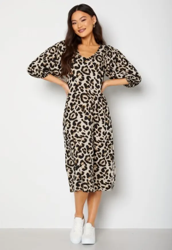 Happy Holly Pennee balloon sleeve dress Leopard 40/42