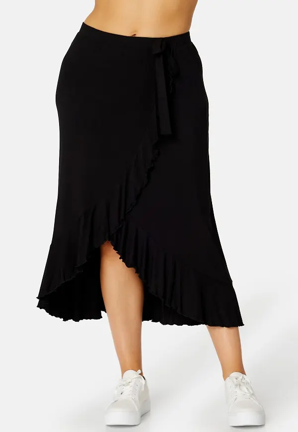 Happy Holly Frill Wrap Skirt Black 48/50