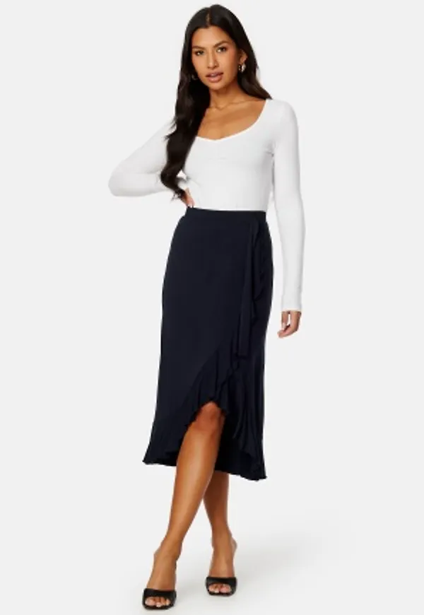 Happy Holly Selima frill wrap skirt Navy 32/34