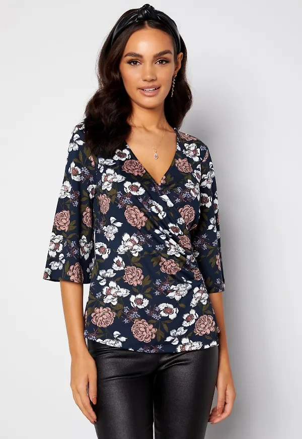 Happy Holly Simone kimono sleeve Blue / Patterned 40/42