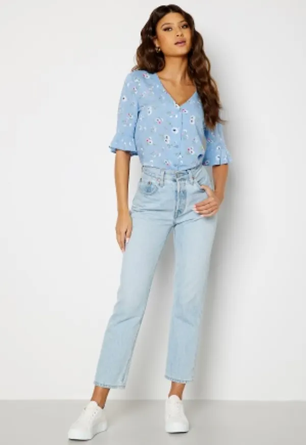 Happy Holly Tamia blouse Light blue / Patterned 48/50
