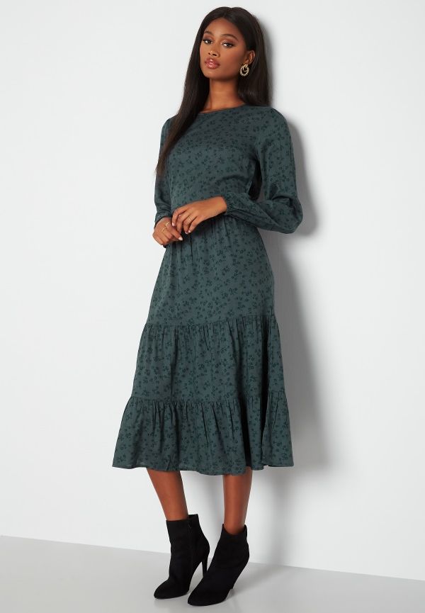 Happy Holly Tris ls dress Green / Patterned 44/46
