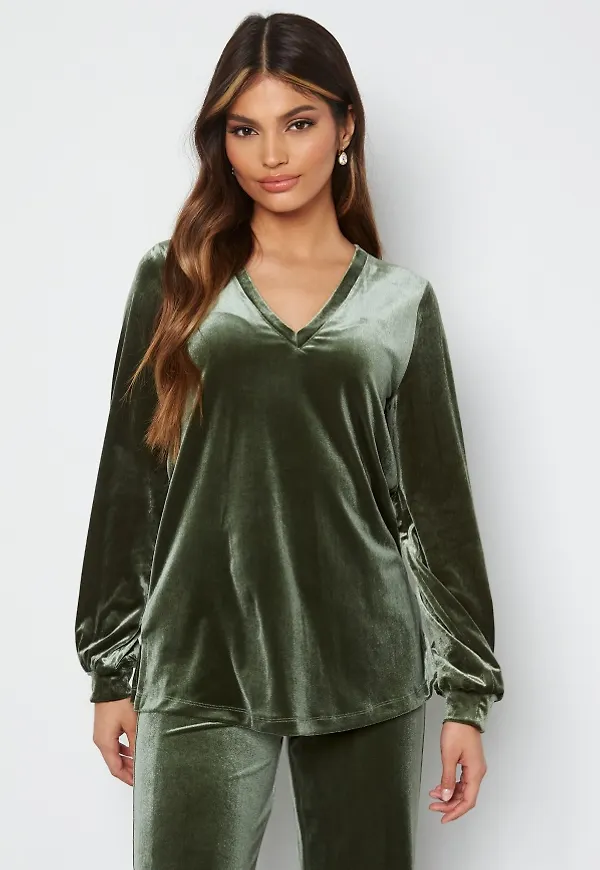Happy Holly Yesly velvet top Dark green 36/38