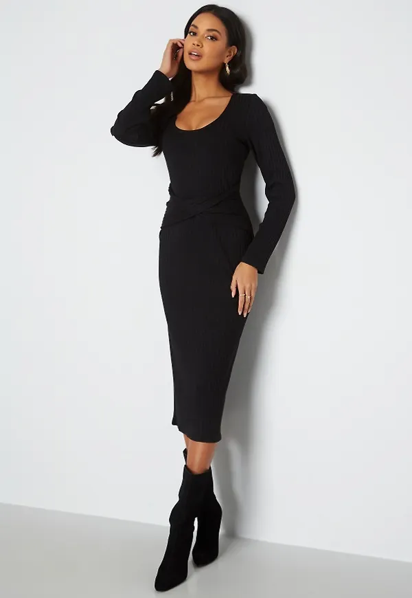 Happy Holly Ziva twisted midi dress Black 36/38