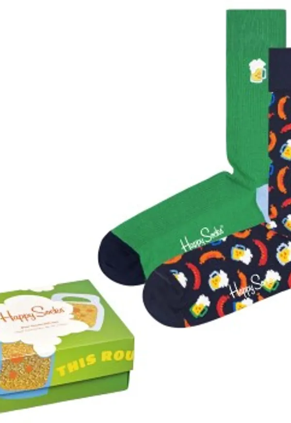 Happy socks Strumpor 2P Beer Gift Box Blå/Grön bomull Strl 36/40