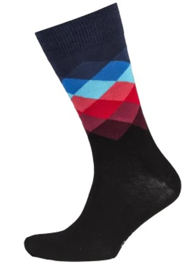 Happy socks Strumpor 2P Faded Diamond Sock Svart Mönster bomull Strl 36/40 Herr