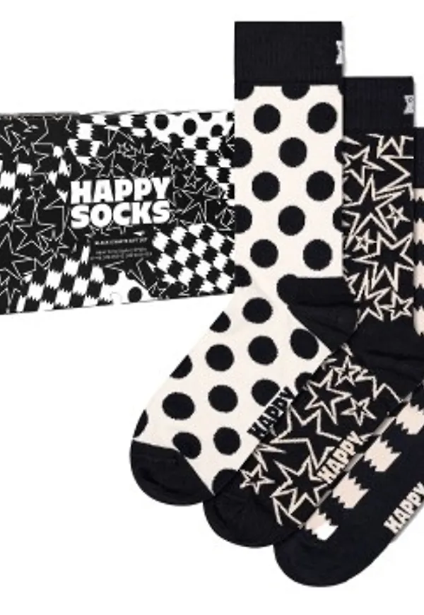 Happy socks Strumpor 3P Black and White Socks Gift Box Svart/Vit bomull Strl 41/46