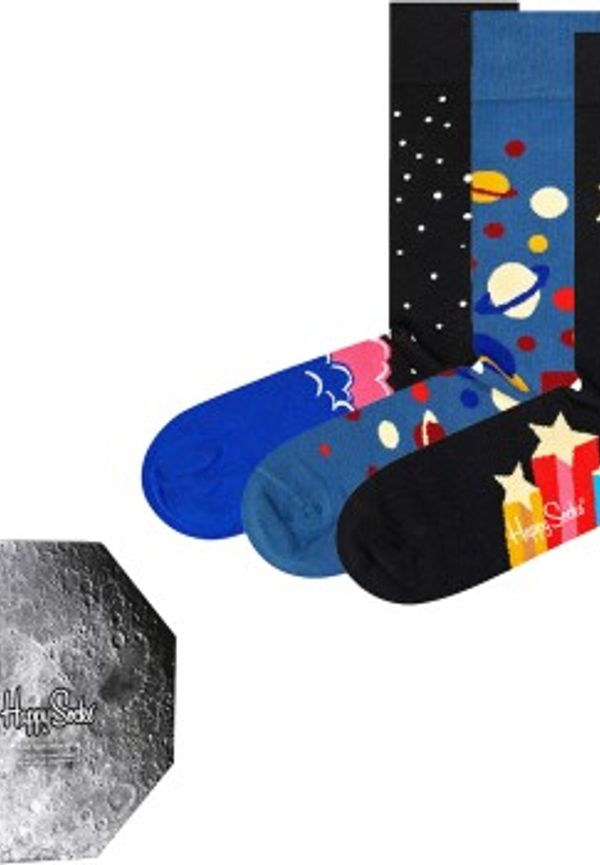 Happy socks Strumpor 3P Outer Space Socks Gift Box Svart bomull Strl 41/46