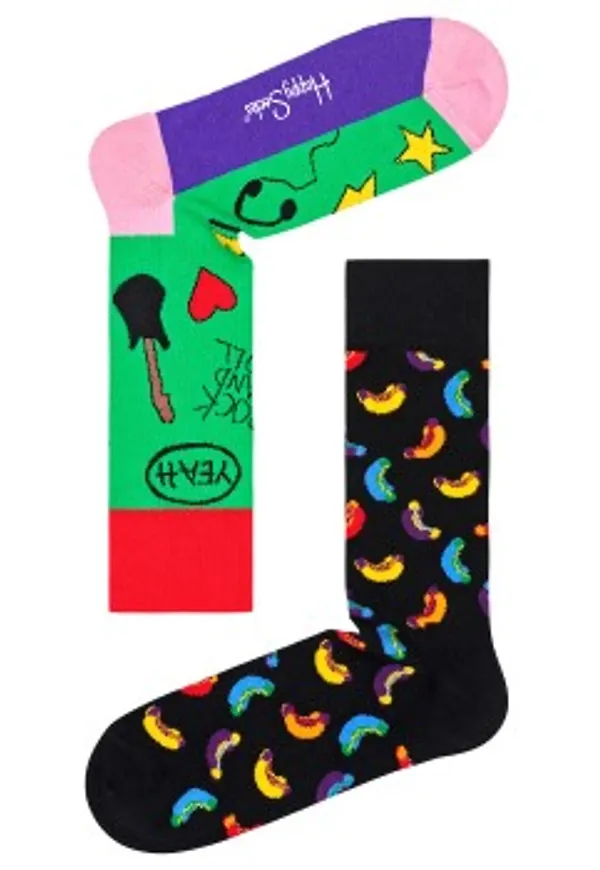 Happy socks Strumpor 3P Rock Your Socks Friend Sock Svart/Grön bomull Strl 36/40