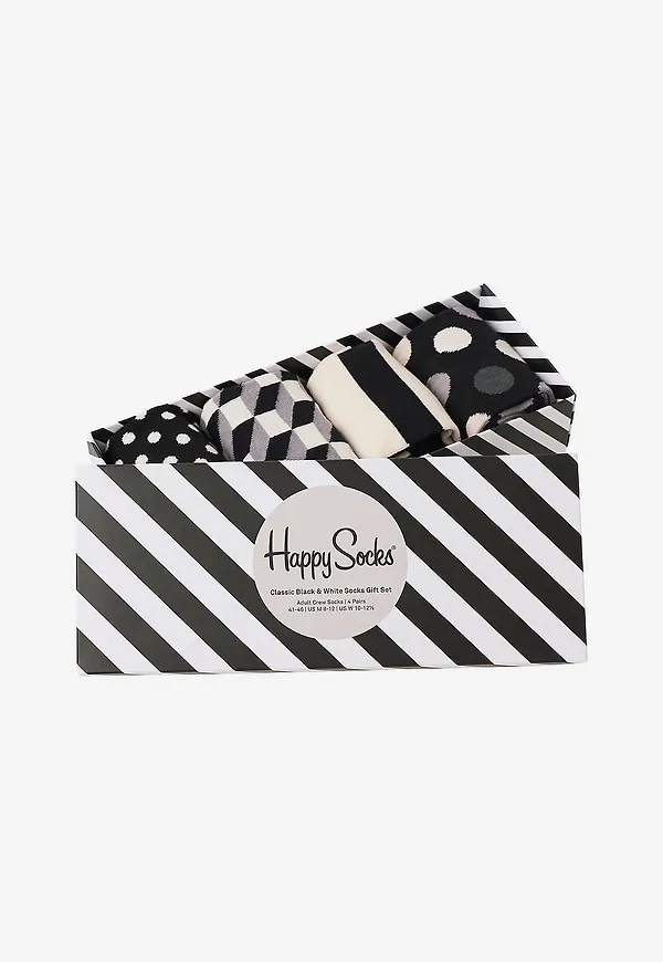 Happy Socks - Strumpor 4-pack Classic Black & White Socks Gift Set - Grå
