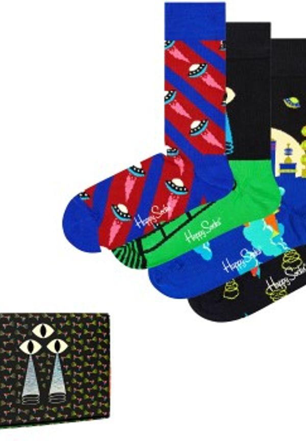 Happy socks Strumpor 4P Space Socks Gift Box Svart bomull Strl 41/46