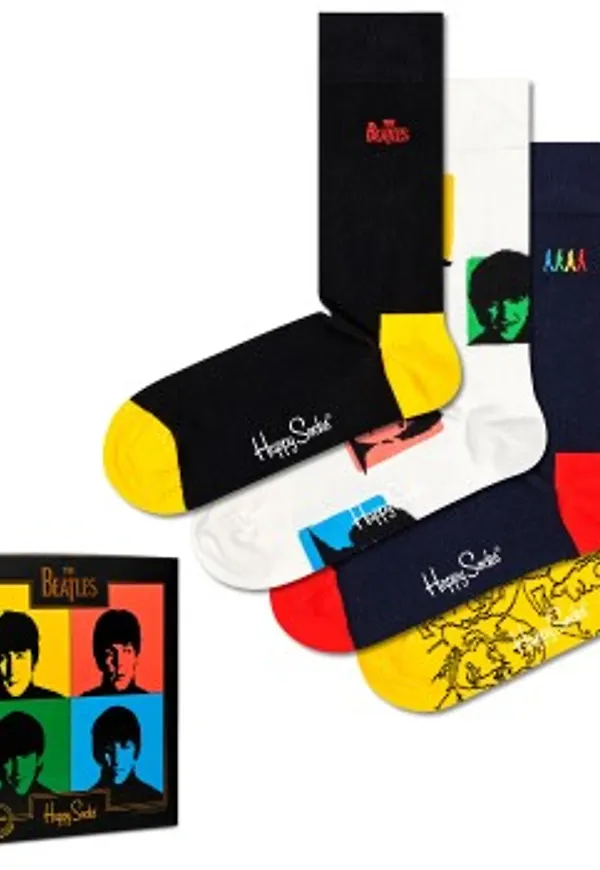 Happy socks Strumpor 4P The Beatles Gift Box Svart bomull Strl 36/40