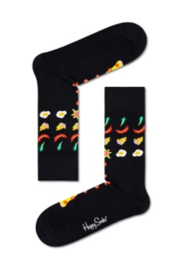 Happy socks Strumpor 2P Pizza Invaders Sock Svart mönstrad bomull Strl 36/40