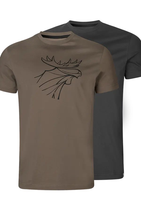 Härkila Men's Härkila Graphic T-Shirt 2-Pack Brown Granite/Phantom