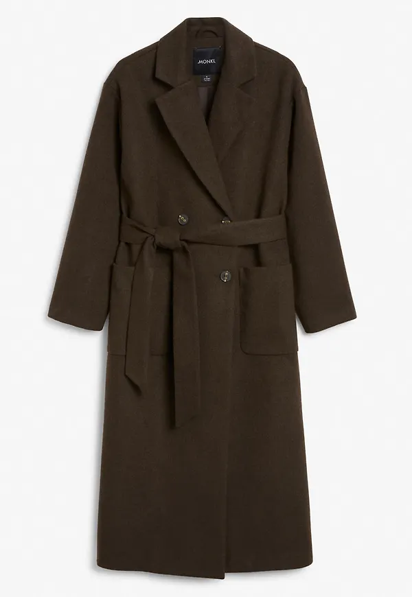 Heavy double-breasted wool blend coat - Beige
