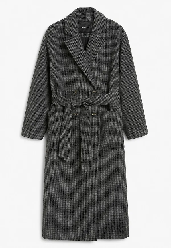 Heavy double-breasted wool blend coat - Black