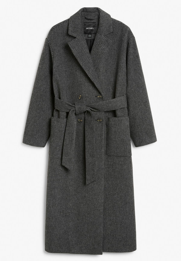 Heavy double-breasted wool blend coat - Black