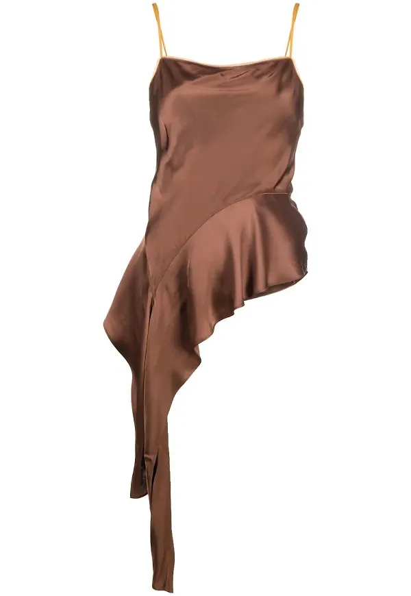 Helmut Lang draperad asymmetrisk topp - Brun
