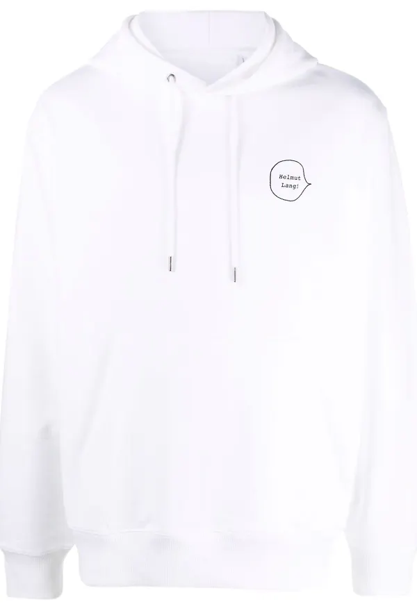 Helmut Lang hoodie med valptryck - Vit