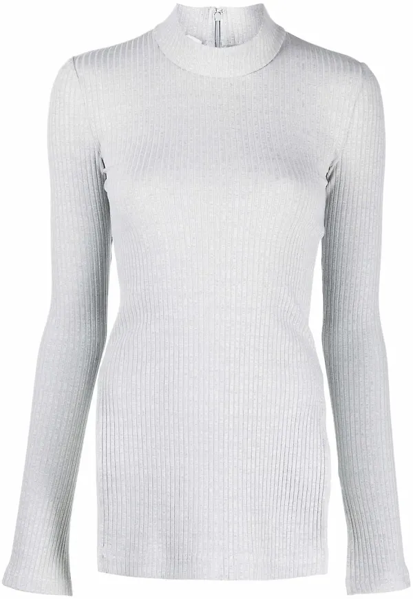 Helmut Lang långärmad ribbstickad topp - Grå