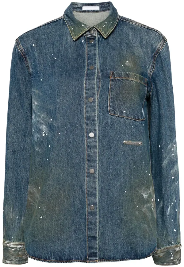 Helmut Lang målad jeansskjorta - Blå