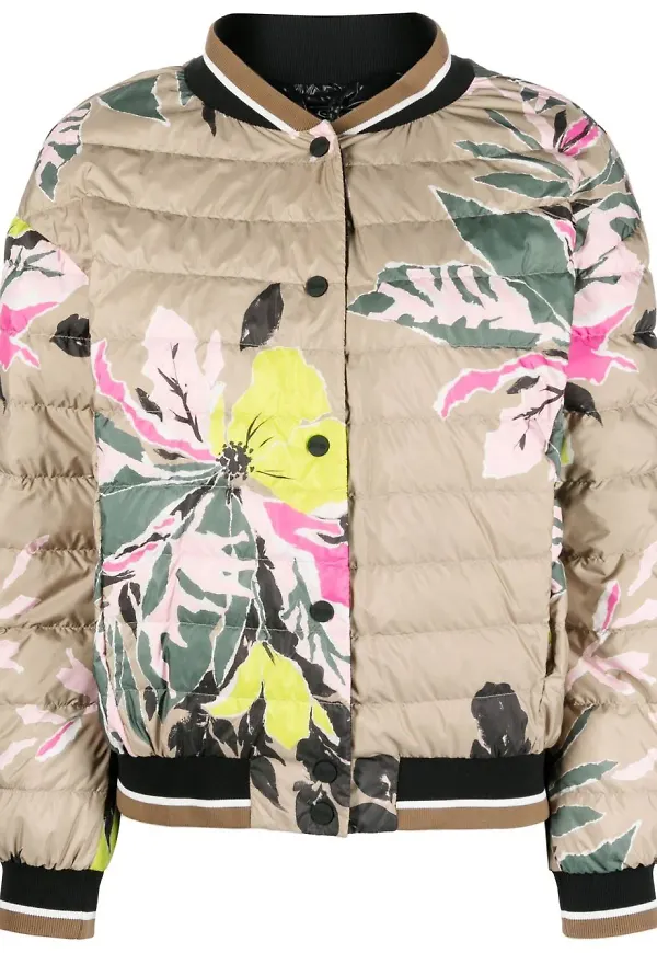 Herno Beta Flower vadderad bomberjacka - Neutral
