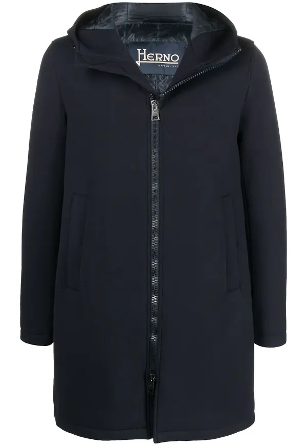 Herno enkelknäppt parkas - Blå