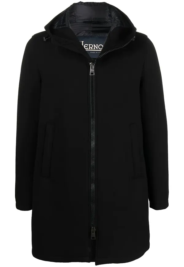 Herno enkelknäppt parkas - Svart