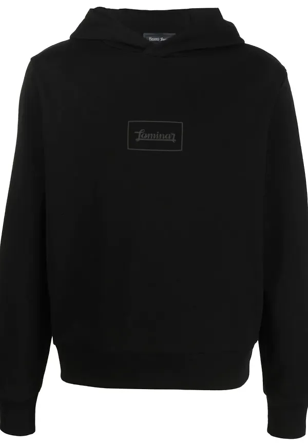 Herno hoodie med tryck - Svart